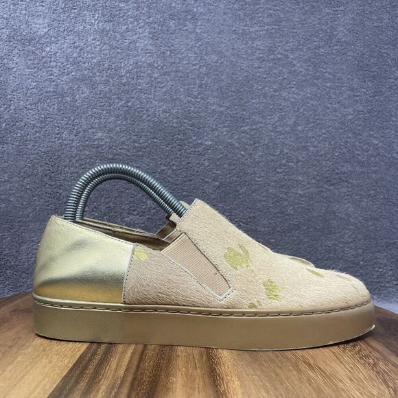 Free People Varsity Sneaker Women's EU 38 US 8 Metallic Gold Calf Hair Slip On - Picture 1 of 10
